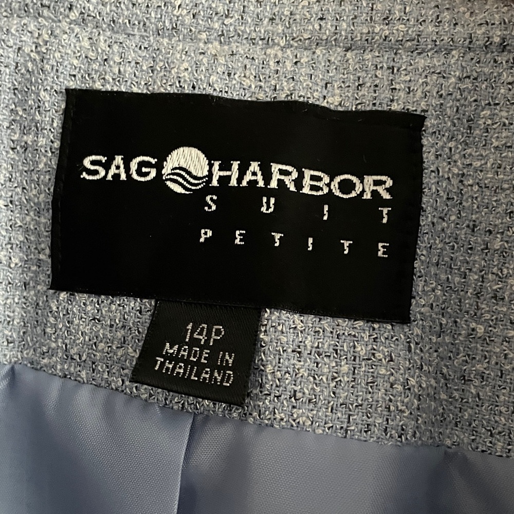 Sag Harbor Women's Blazer in Light Blue with Fringe Details - Picture 4 of 11